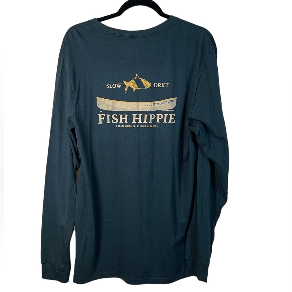 Fish Hippie Men's Slow Drift‎ Long Sleeve Tee Blue/Teal Size Large NEW/ NWT
